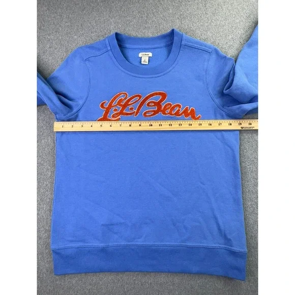 LL Bean 1912‎ Crewneck Sweatshirt Women's S Blue Cursive Spell Out Logo Pullover - Picture 7 of 7